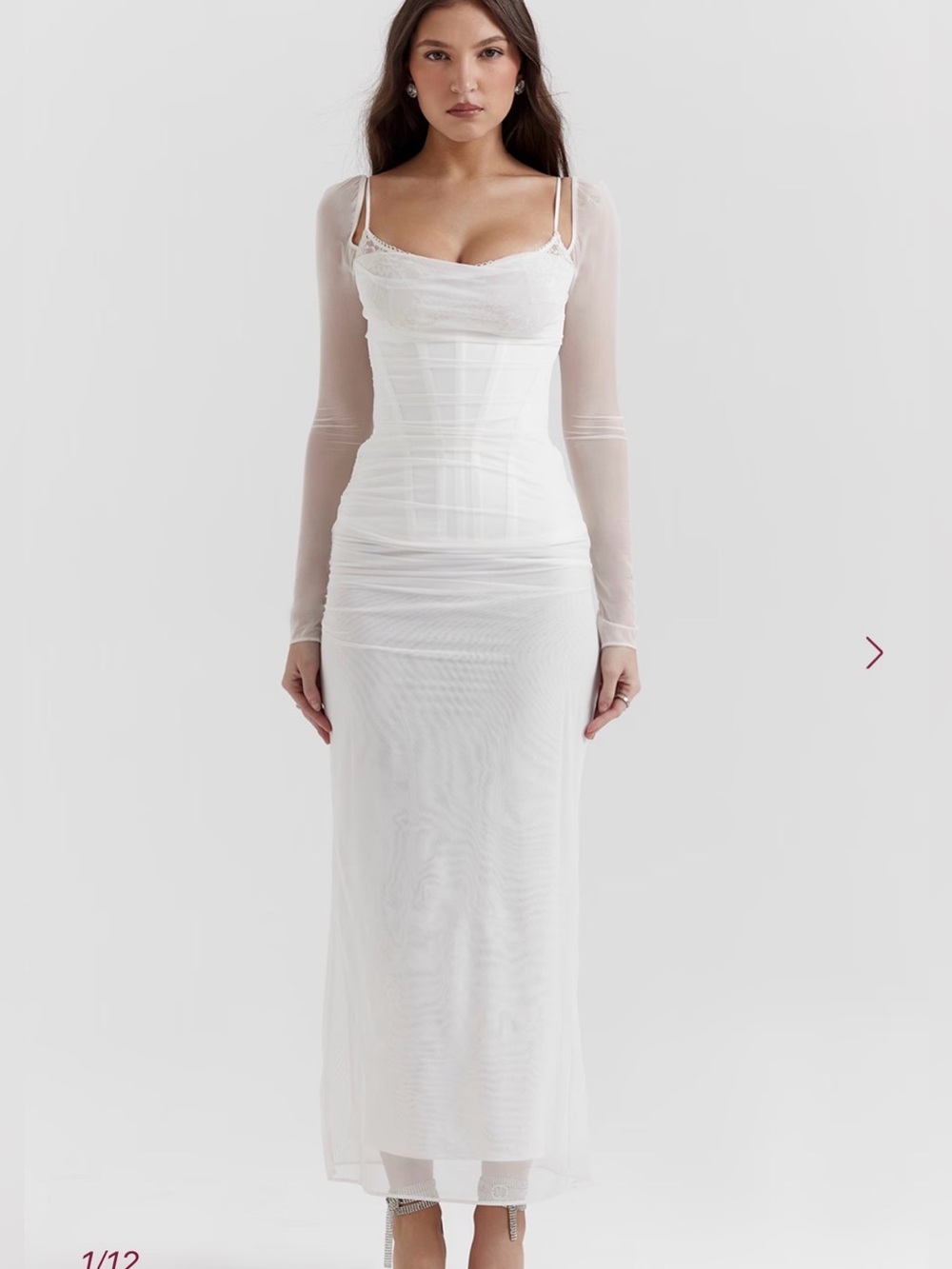 House of CB White Sheer Long-Sleeve Maxi Katarina Dress
